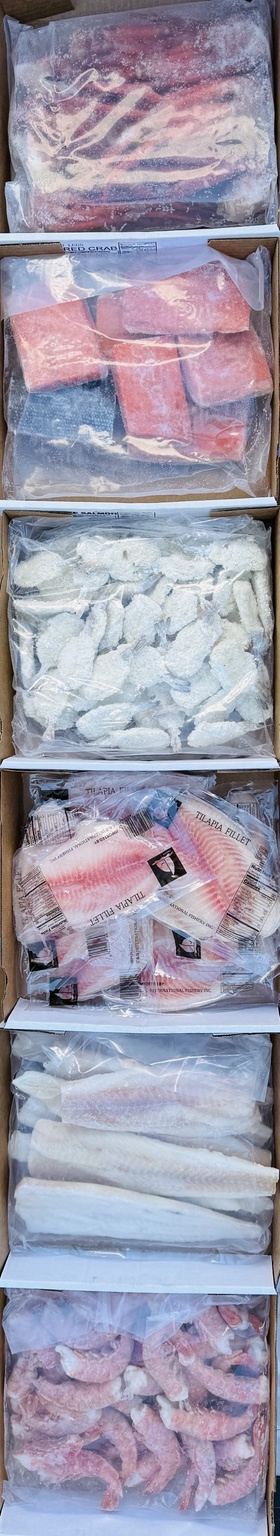 Vacuum-sealed seafood pack assortment